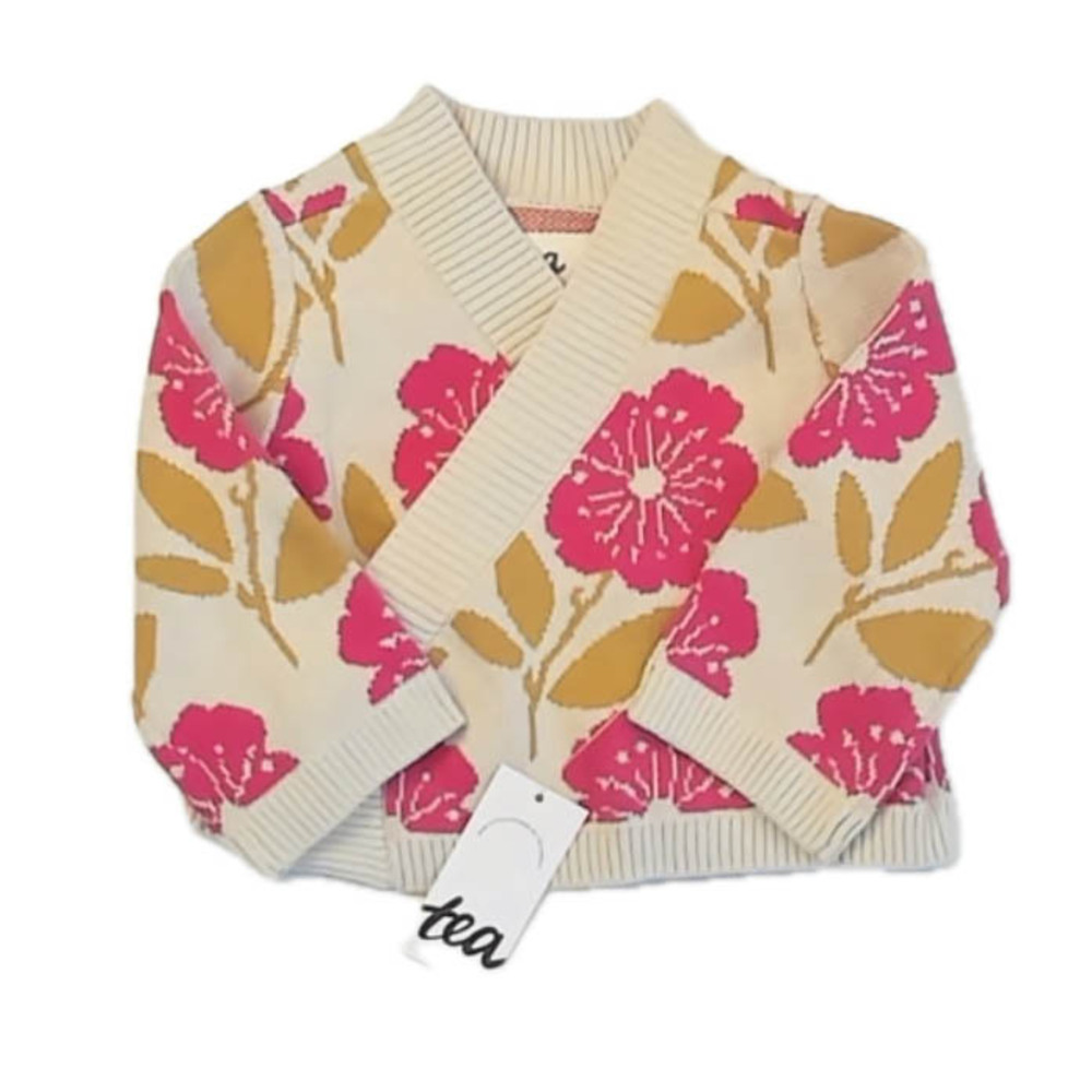 Tea Collection Girls lvory | Pink Floral Cardigan size: 6-9 Months